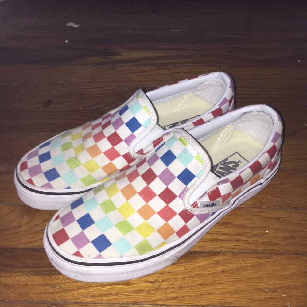 Rainbow checkered Vans